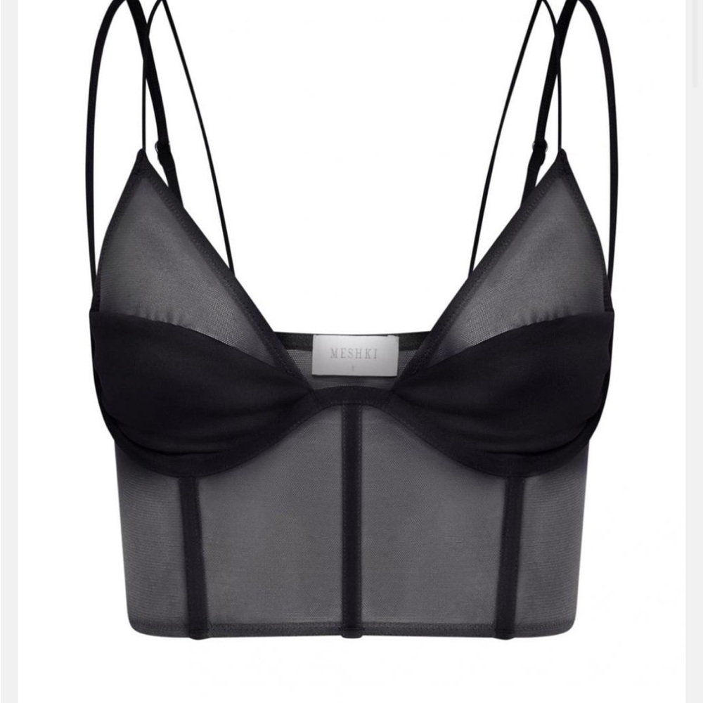 COPY - MESHKI Angelique Demi Cup Mesh Bustier - Black (S)